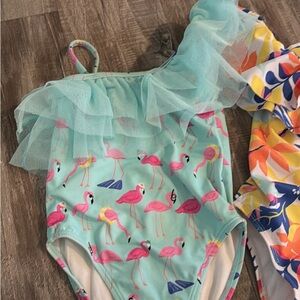 Janie and Jack Aqua Flamingo One Piece